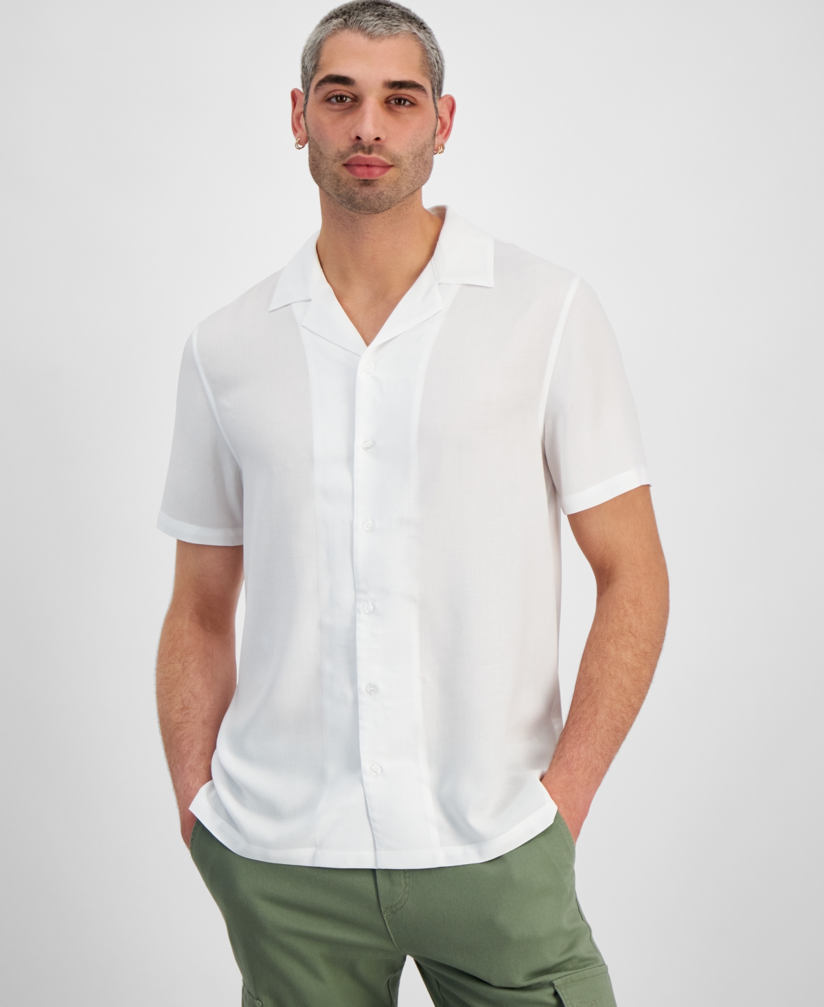 And Now This Men's Challis Resort Shirt In Bright White