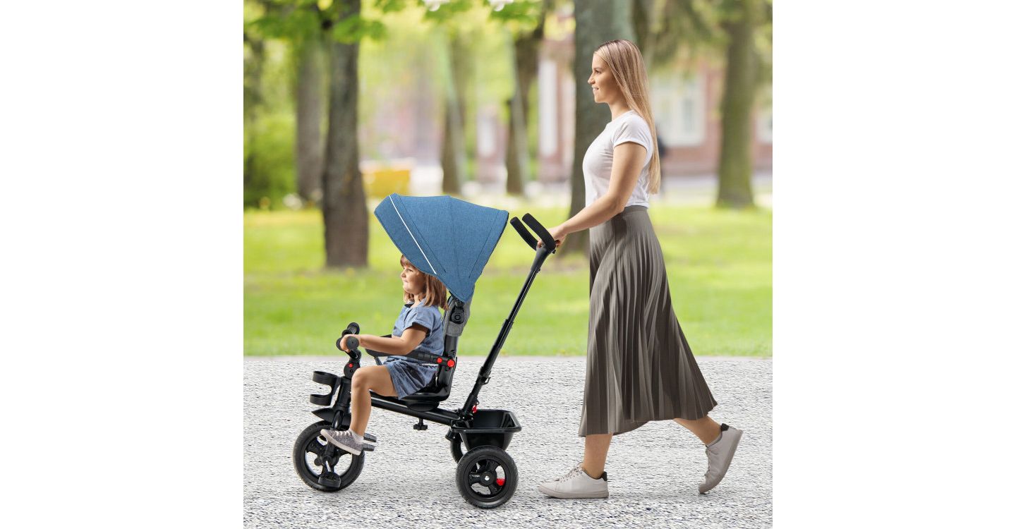 Детская игрушка Slickblue 4-in-1 Convertible Toddler Tricycle with Adjustable Seat and Parent Push Handle, цвет: Синий — фото 3