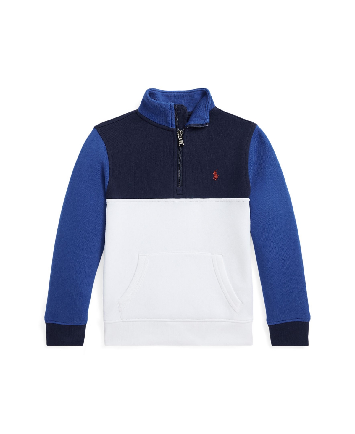 Shop Polo Ralph Lauren Toddler And Little Boys Logo Fleece Quarter-zip Pullover Sweatshirt In Newport Navy Multi