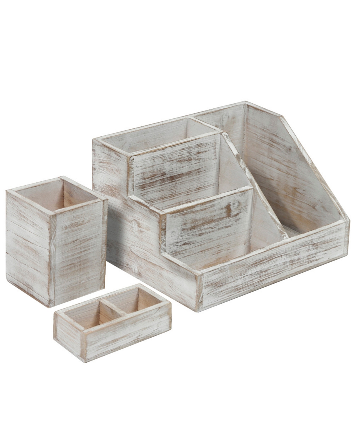 3 Piece Desk Organizer Set- Rustic Mail Organizer For Desktop - Great For Rustic Or Industrial Decor! Makeup Organizer For Vanity - Black