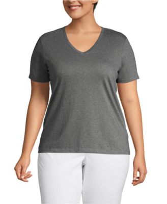 Plus Size Relaxed Supima Cotton V-Neck T-Shirt