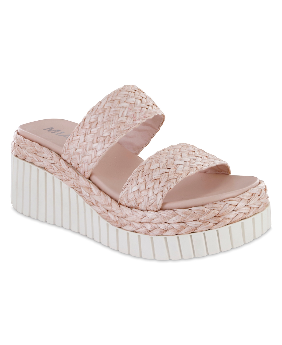 Shop Mia Women's Zayla Raffia Wedge Slide Sandals In Blush