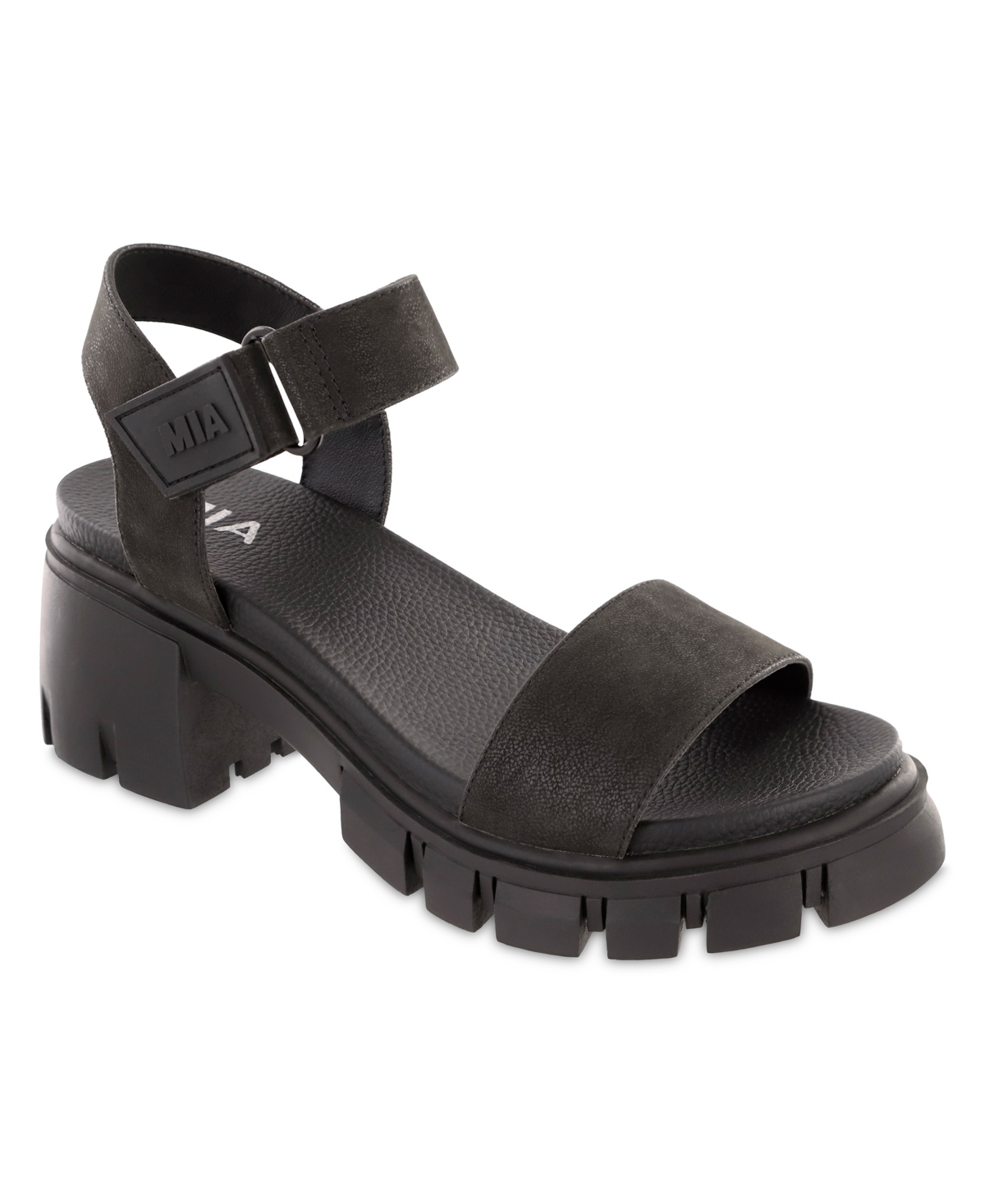 Shop Mia Women's Skyler Heeled Lug Sole Sandals In Black