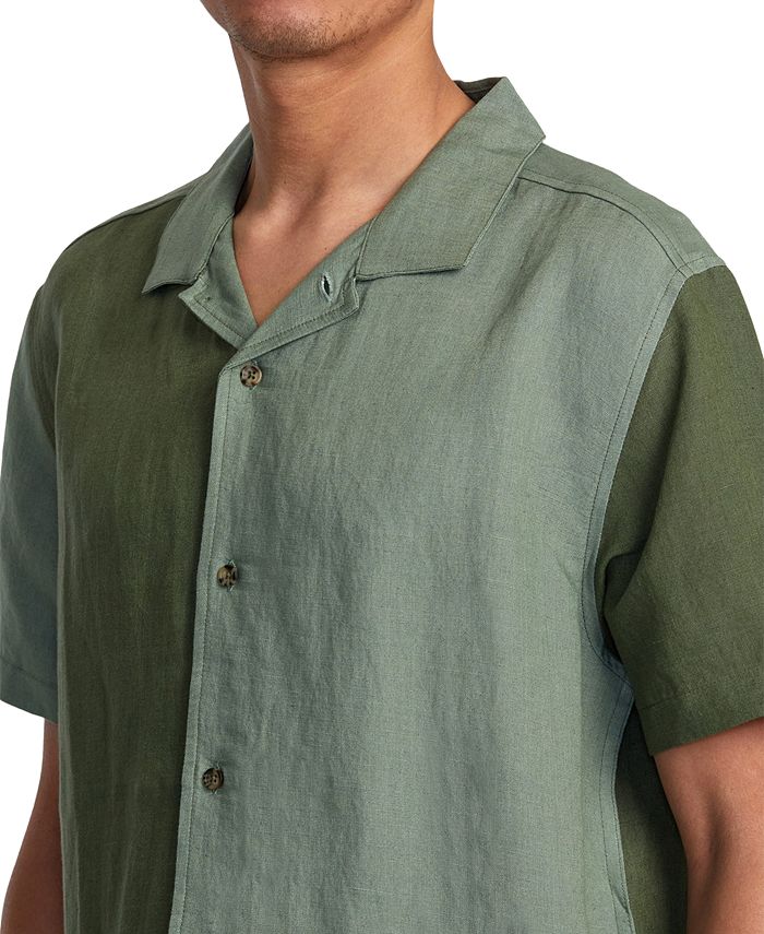 An 11monthold Baby Boy Dressed In A White Short Sleeve Buttondown Shirt Gray Linen Gm1447455626 485256378