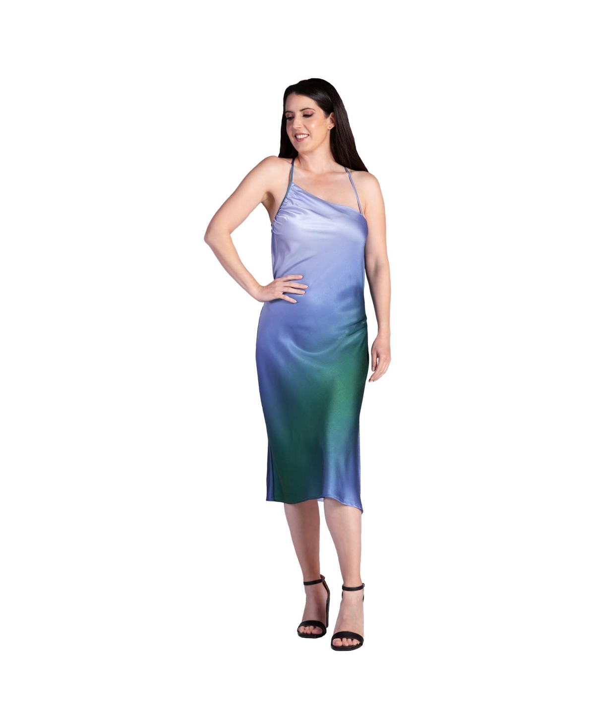 Women's Ombre Print Asymmetric Satin Slip Dress - Graciablue