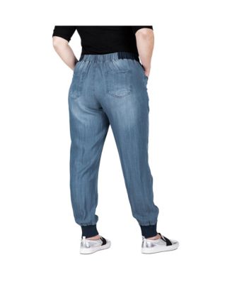 Plus Size Tencel Rib Cuffs Jogger Pants