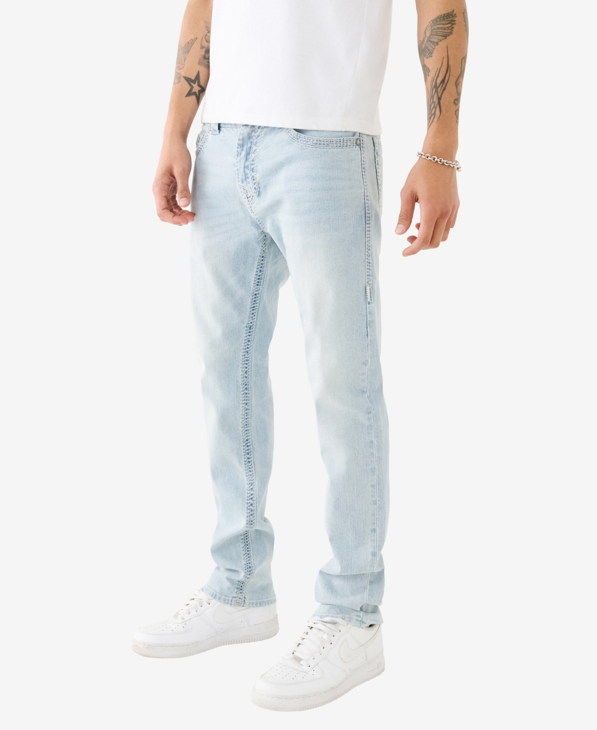 Shop True Religion Men's Rocco No Flap Big Qt Skinny Jeans In Kolari Light Wash