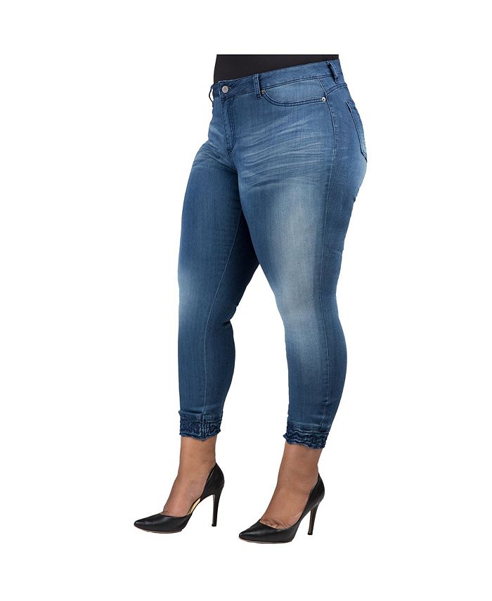 Poetic Justice Women's Plus Size Curvy Fit Stretch Denim Cropped Ankle ...