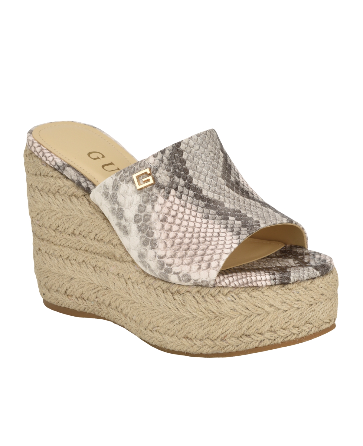 Guess Women's Evba Jute Wrapped Slip On Wedge Espadrilles In Snake Multi- Manmade