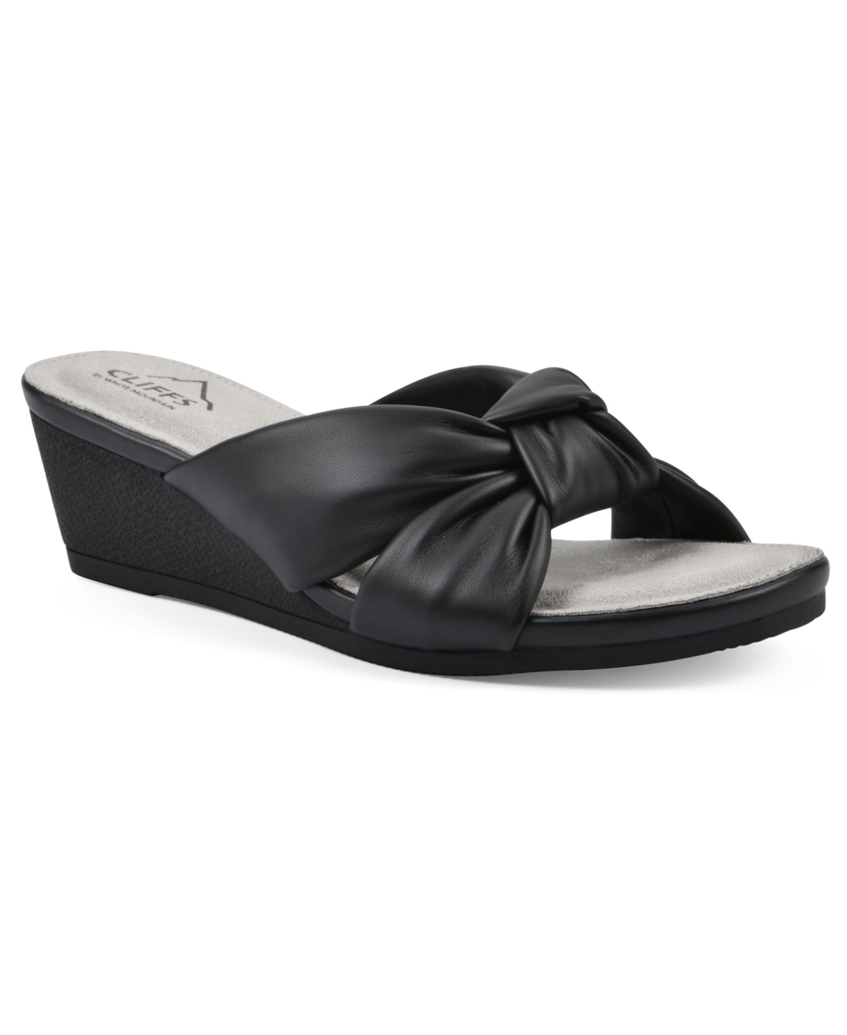 Shop Cliffs By White Mountain Women's Candie Wedge Sandal In Black Smooth