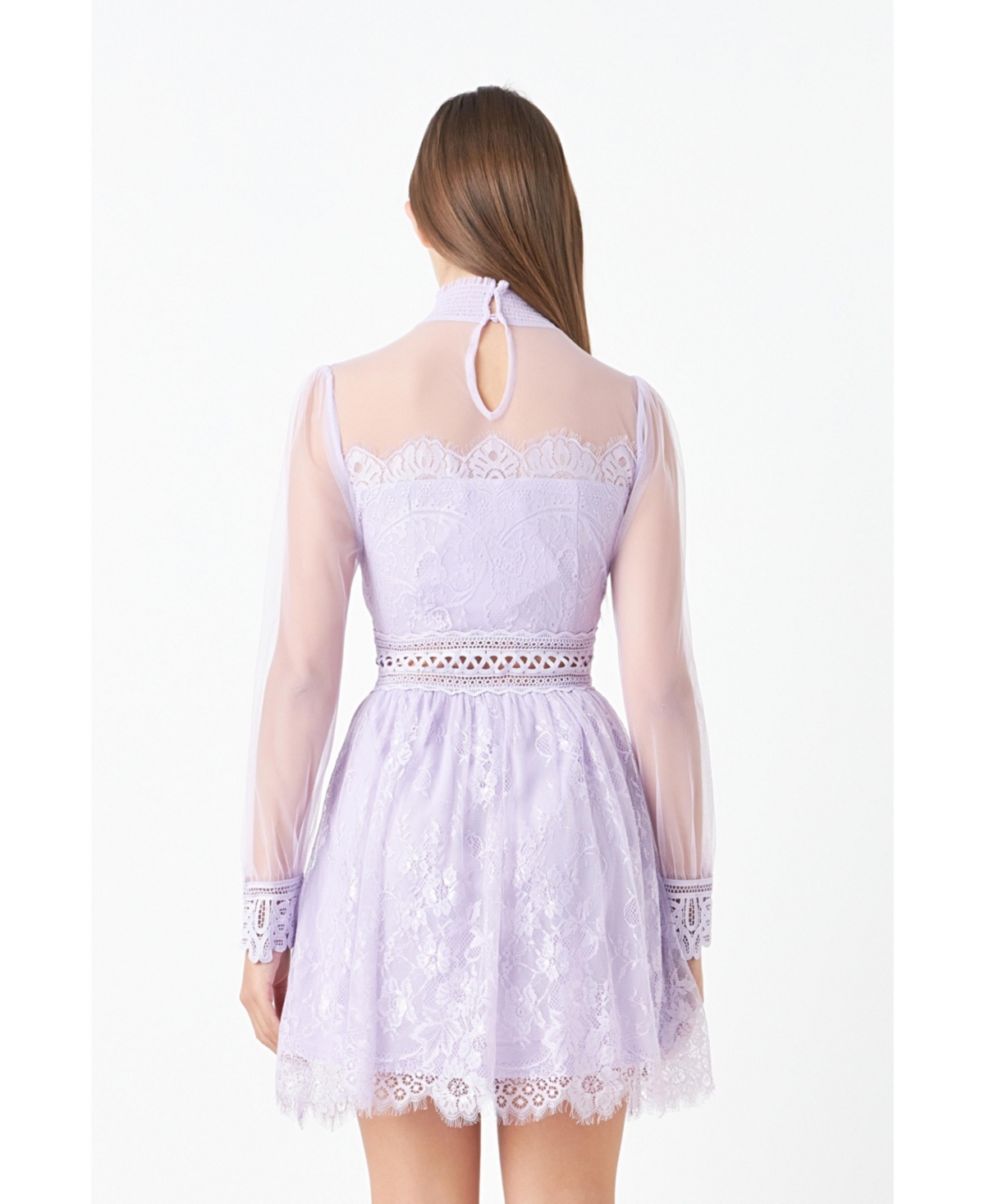 endless rose Women's Long Sleeve Lace Mini Dress