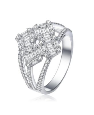 Emerald Cut Wedding Ring Set 3 Carat Emerald Cut Cubic Zirconia Engagement Ring - Sterling Silver Split Shank Promise Ring 3 Carat CZ Sterling Silver Ring
