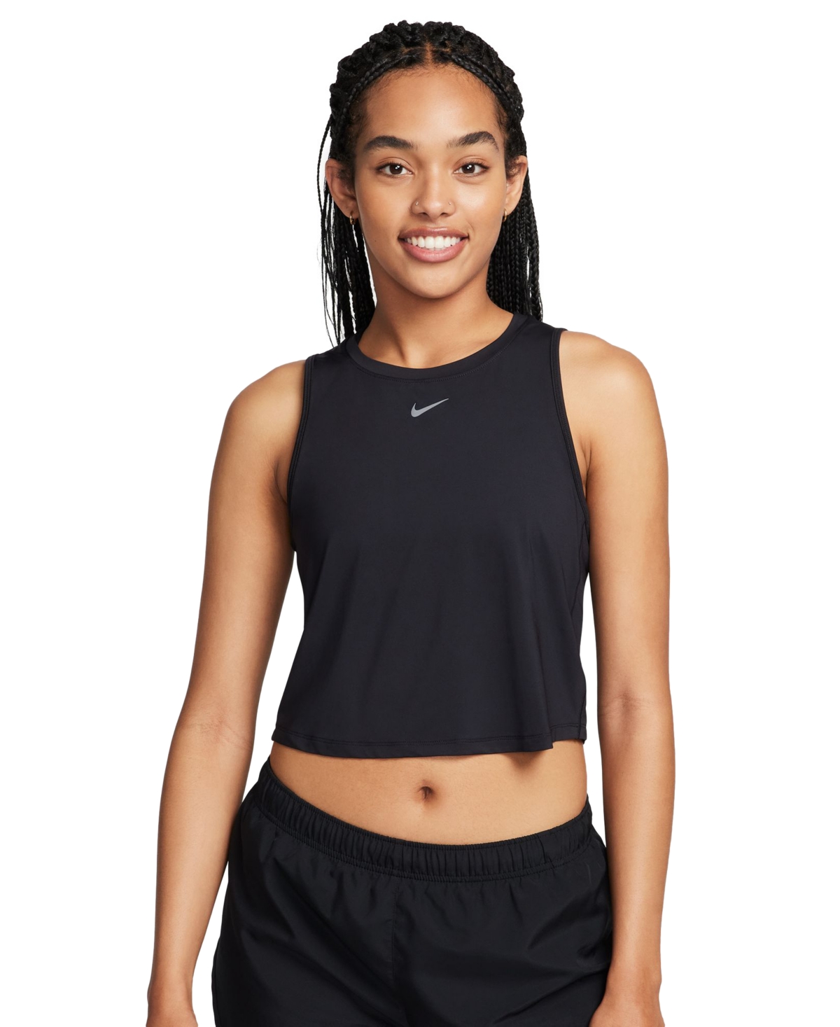 Women's Solid One Classic Dri-fit Cropped Tank Top - Lt Armory Blue/black
