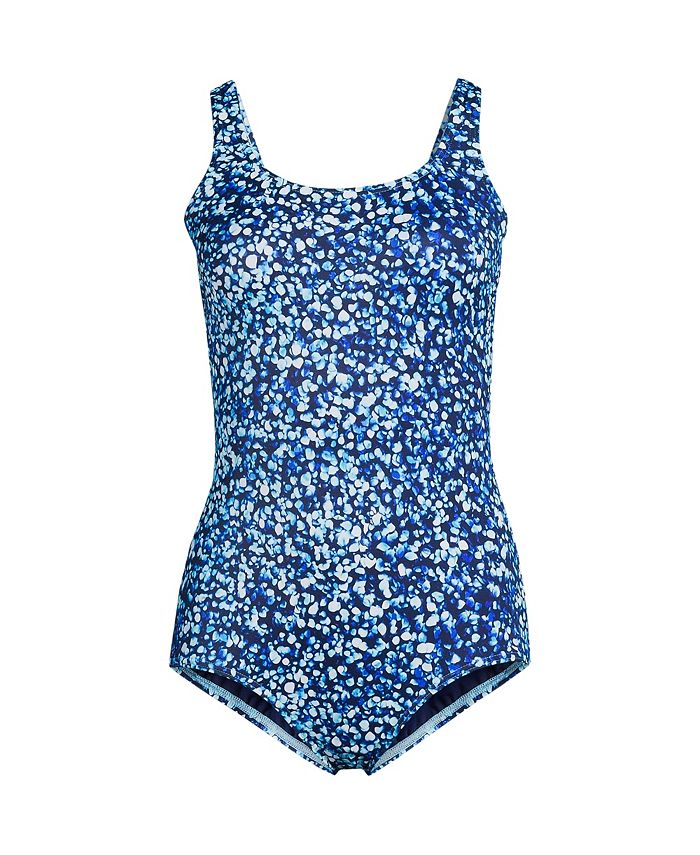 Lands' End Women's Long Scoop Neck Soft Cup Tugless Sporty One Piece