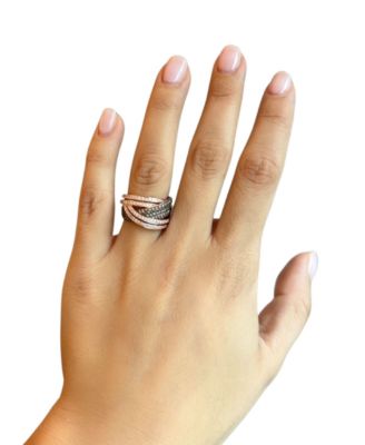 Chocolatier&reg; Chocolate Diamond & Vanilla Diamond Crossover Ring (1-1/2 ct. t.w.) in 14k Rose Gold