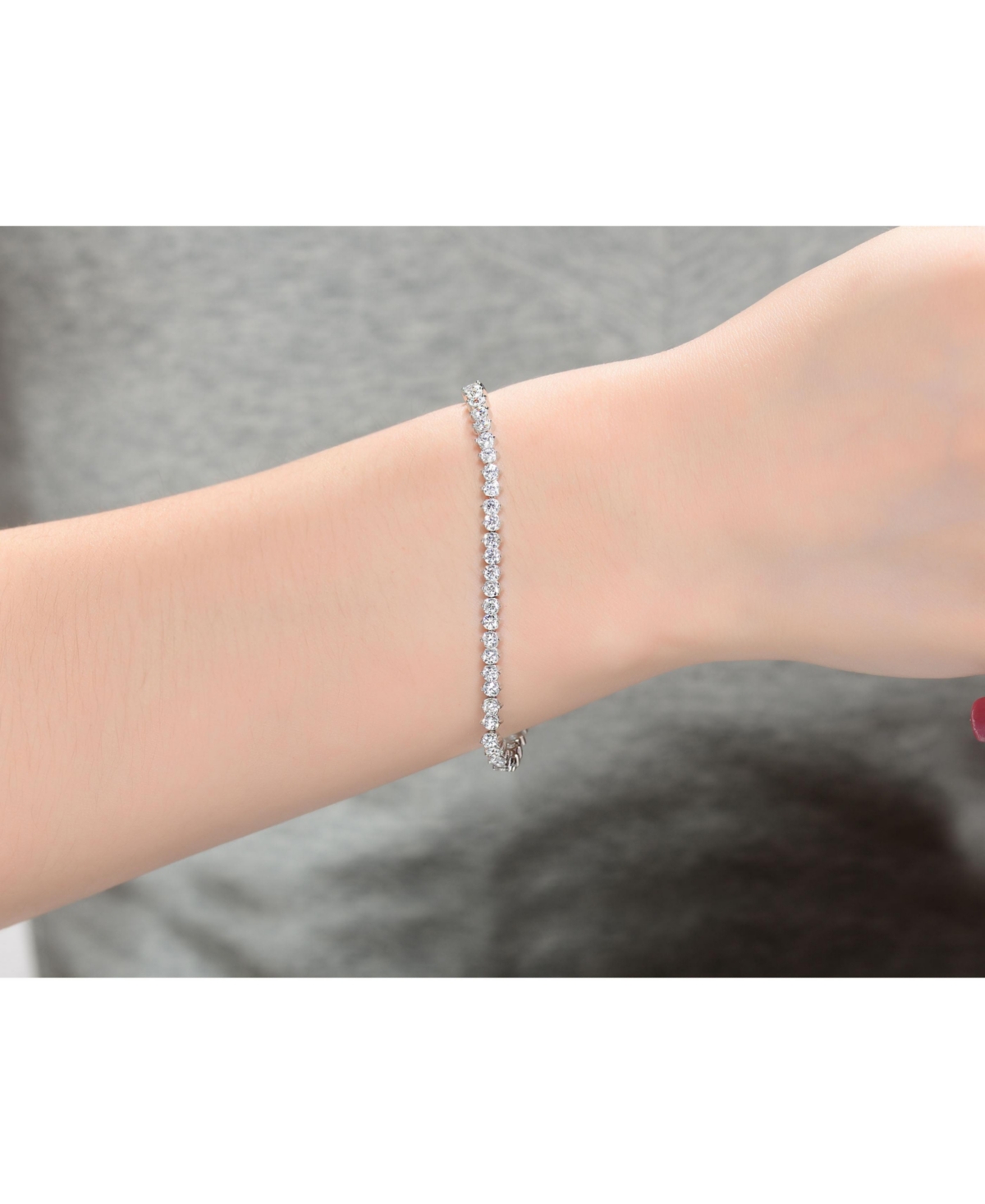 SterlingWhite Gold Plated Clear Round Cubic Zirconia Tennis Bracelet - Silver