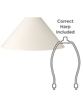 Set of 2 Chimney Lamp Shades White Large 6" Top x 23" Bottom x 13.5" Slant Spider Replacement Harp and Finial Fitting