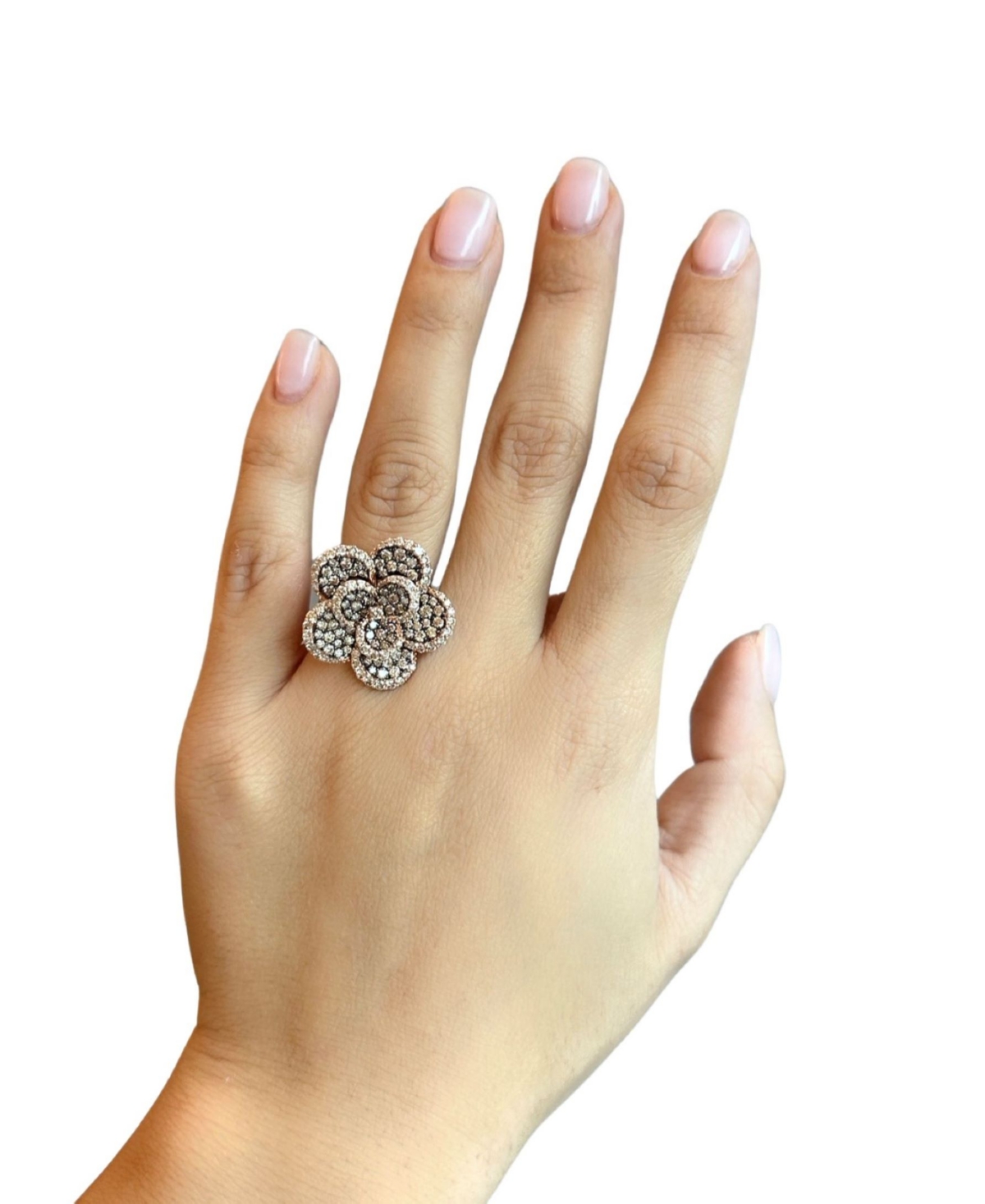 Le Vian Chocolate Diamond & Nude Diamond Flower Statement Ring (2-3/8 ct. t.w.) in 14k Rose Gold - 14K Strawberry Gold Ring