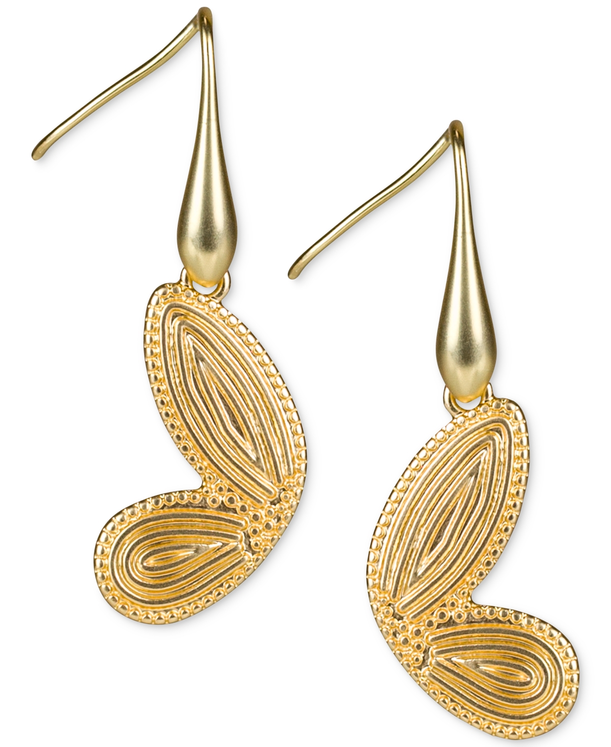 Patricia Nash Gold-tone Butterfly Wing Drop Earrings In Egyptian Gold