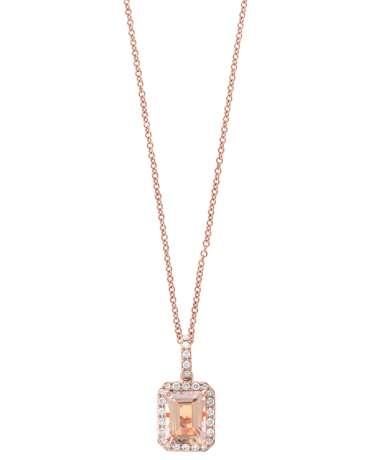 Shop Effy Collection Effy Morganite (1-1/5 Ct. T.w.) & Diamond (1/4 Ct. T.w.) 18" Pendant Necklace In 14k Rose Gold