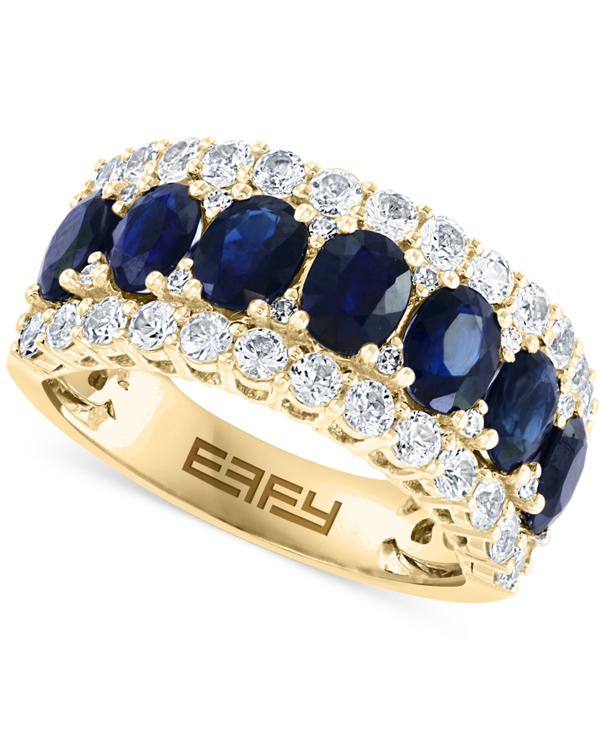 Effy Collection Effy Blue & White Sapphire Ring (3-1/2 Ct. T.w.) & Diamond (1/20 Ct. T.w.) In 14k White Gold. (also In Sapphire (yellow Gold)