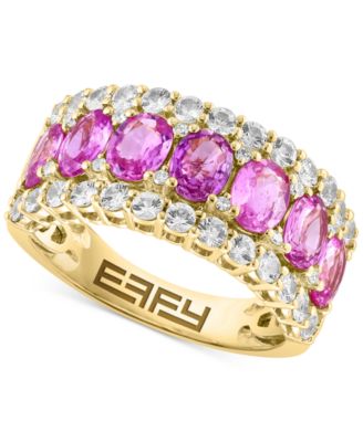 EFFY Collection - Effy Blue & White Sapphire Ring (3-1/2 ct. t.w.) & Diamond (1/20 ct. t.w.) in 14k White Gold. (Also available in yellow gold Emerald and white gold Tanzanite)