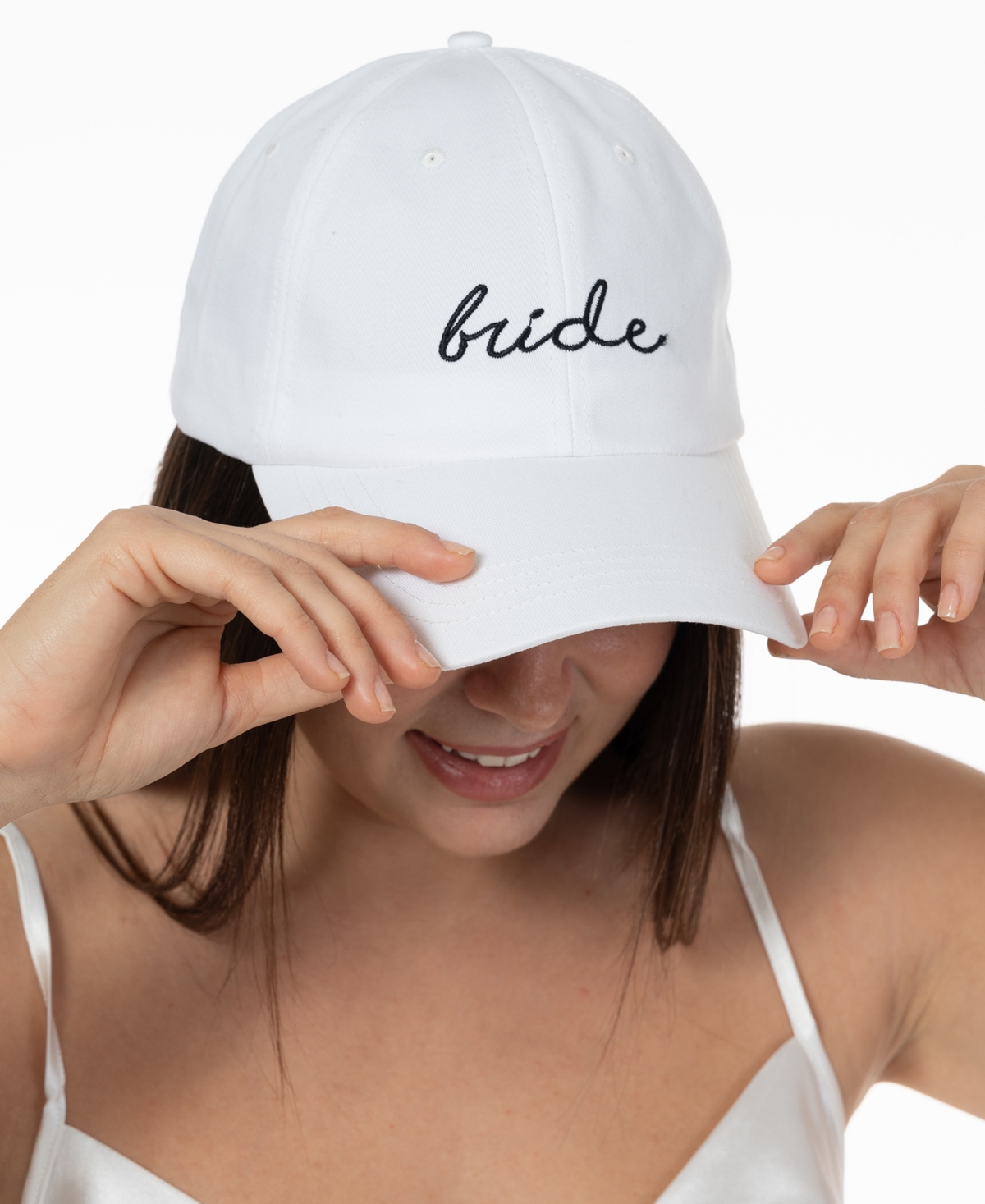 Women's Embroidered Bride Baseball Cap - White