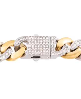 Men's Crystal Curb Link  24" Chain Necklace in Stainless Steel & Gold-Tone Ion-Plate