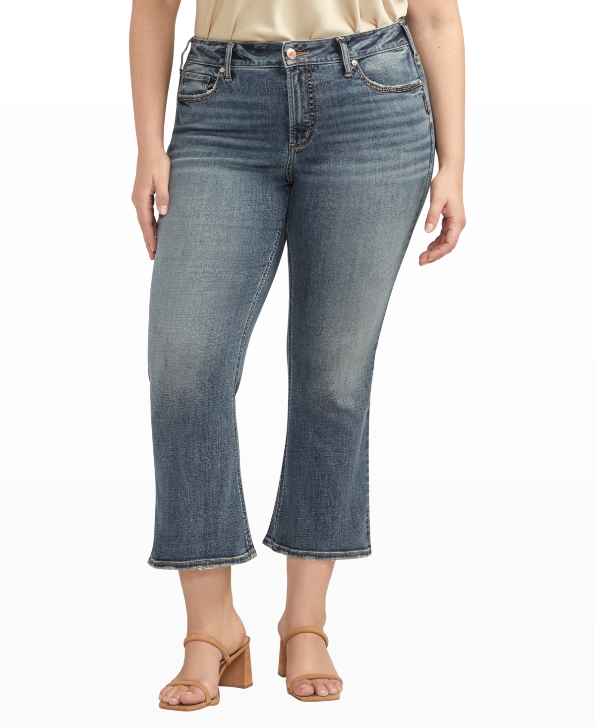 Shop Silver Jeans Co. Plus Size Suki Mid Rise Curvy Fit Flare Jeans In Indigo