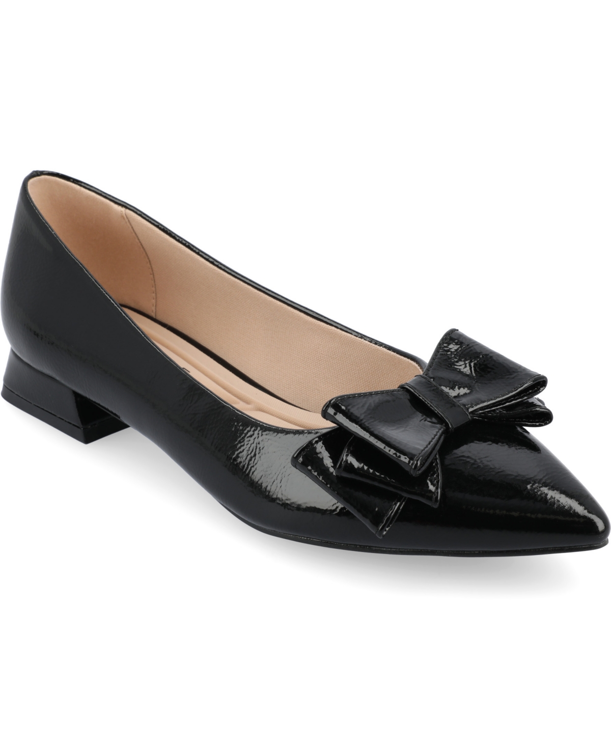 JOURNEE COLLECTION WOMENS OPHELIA BOW POINTED TOE LOW HEEL DRESS FLATS