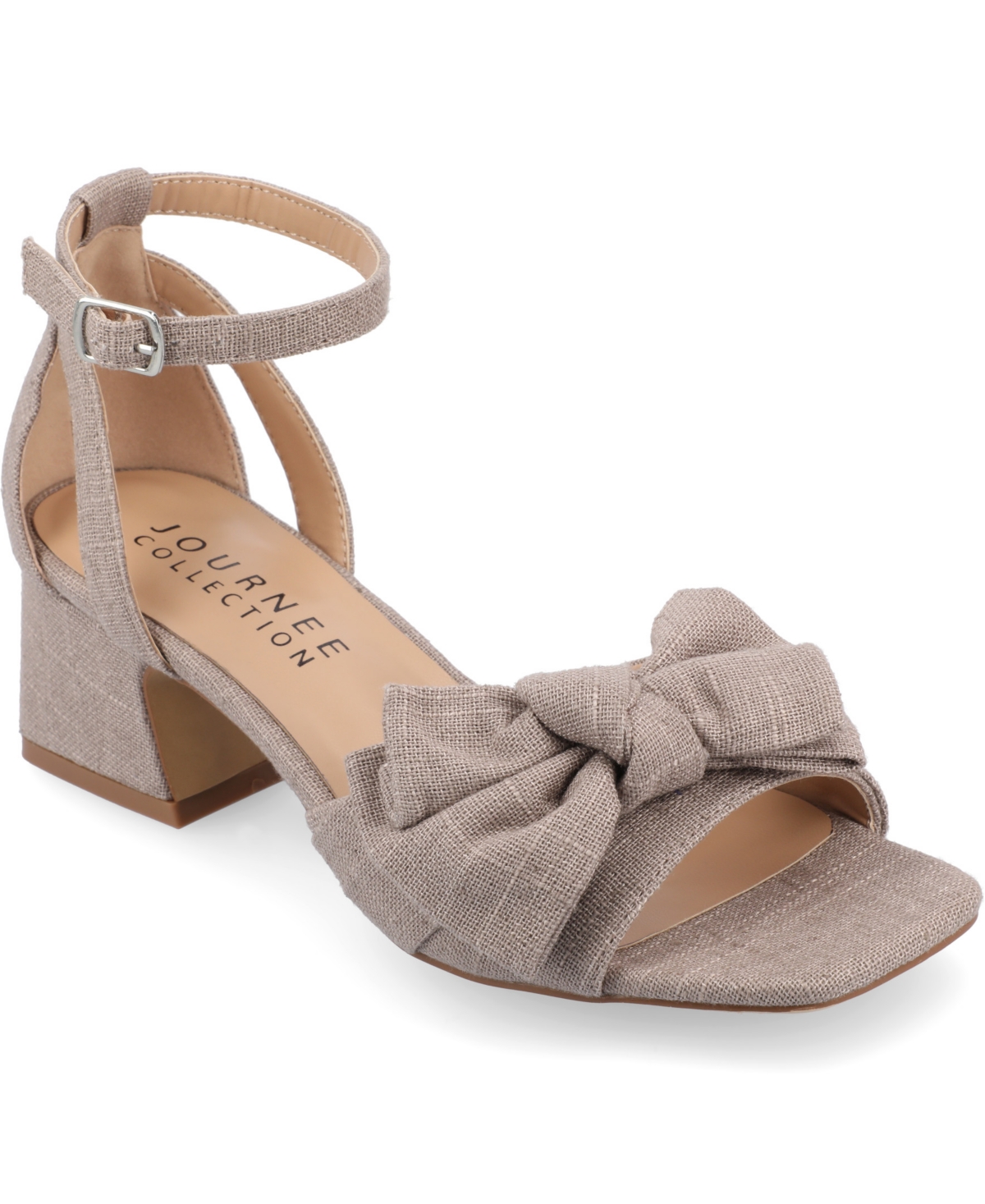 Journee Collection Zevi Bow Block Heel Sandal In Taupe
