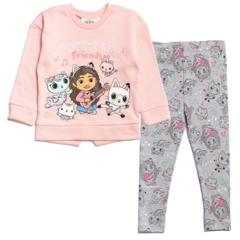 Комплекты Gabby's Dollhouse Dreamworks Pullover Fleece Sweatshirt and Leggings Outfit Set для девочек-малышей, цвет: Серый / Розовый