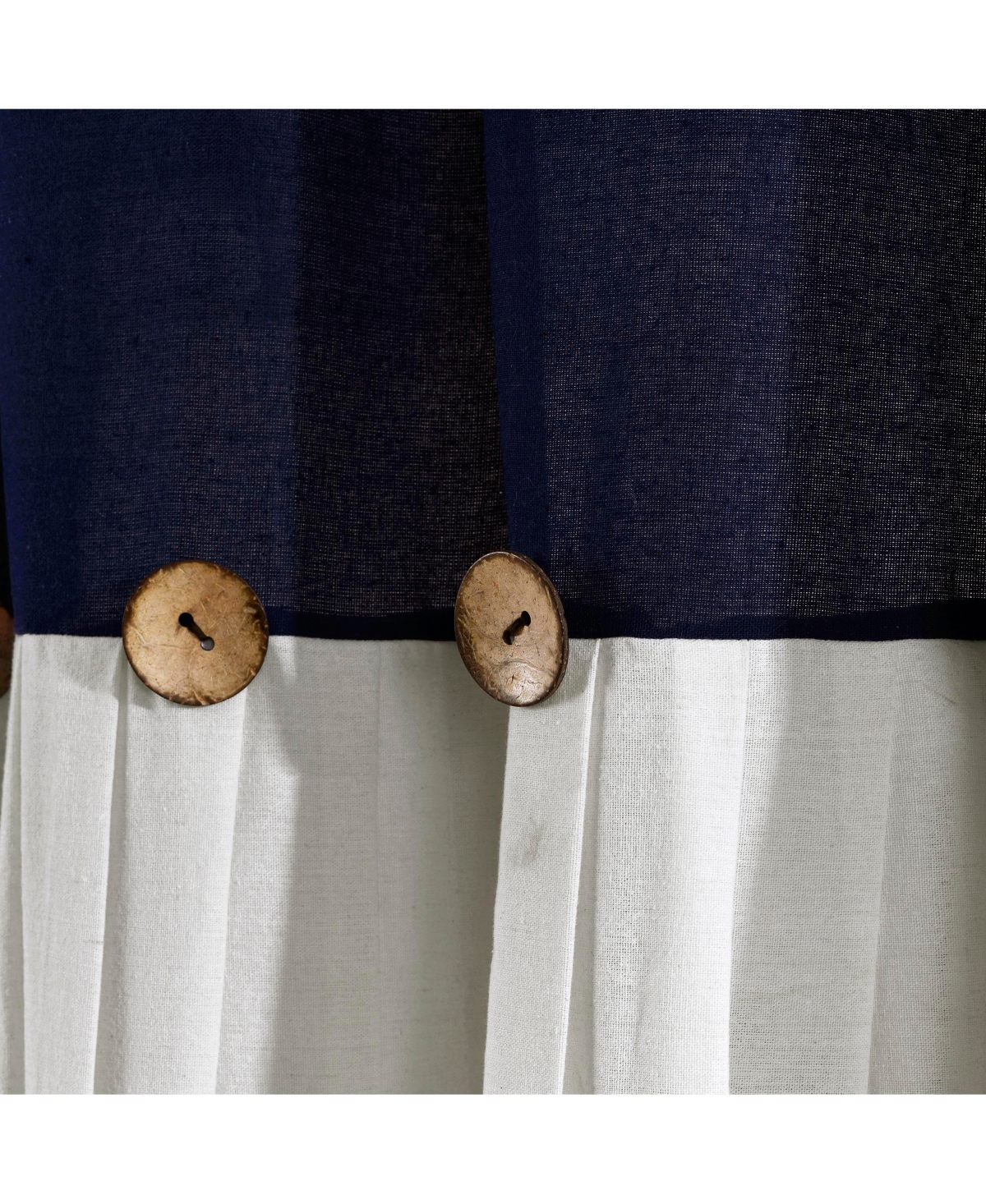 Lush Decor Linen Button Window Curtain - Single Panel - Rustic and Modern Farmhouse Curtains