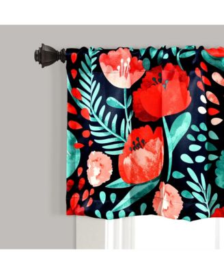 Poppy Garden Light Filtering Valance Navy Single 52X18