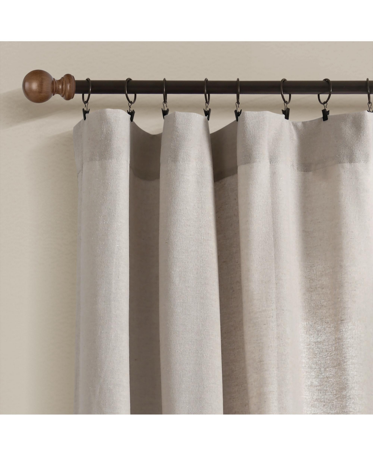 Linen Button Botanical Garden Window Curtain Panels