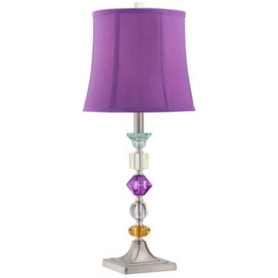 Bijoux Modern Table Lamp 25 1/2" High Multi Colored Stacked Gem Purple Shade for Bedroom Living Room Bedside Nightstand Office Family
