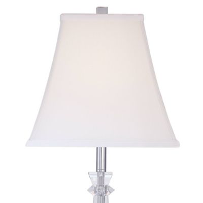 Traditional Table Lamp 25" High Crystal Glass Column White Square Bell Shade for Living Room Family Bedroom Bedside
