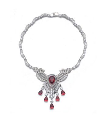 Women's Elegant White Gold Plated Teardrop CZ Statement Necklace