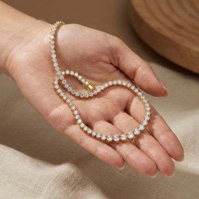 Elegant Cubic Zirconia Graduated Tennis Chain Necklace