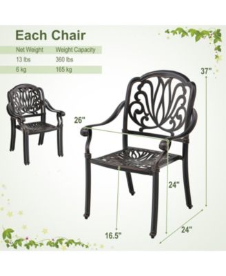 2 Pieces Patio Cast Aluminum Dining Chairs with Armrests