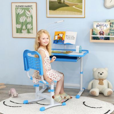 Kids Desk and Chair Set with Tilt Desktop, Storage Drawer,