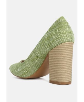 Elsie Canvas Block Heel Pumps