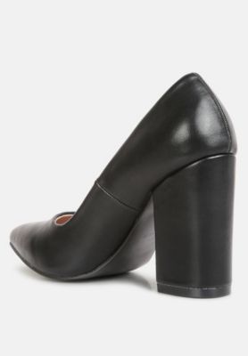 Womens Zhuri Faux Leather Solid Block Heel Pumps