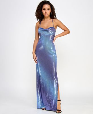 Violet Weekend - Juniors' Strappy Ombr&eacute; Sequin Gown