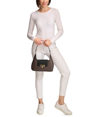 Calvin Klein Becky Signature Turnlock Shoulder Bag - Macy's