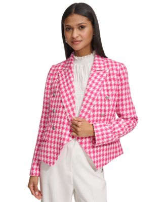 KARL LAGERFELD PARIS - Women's Houndstooth Tweed Single-Button Blazer