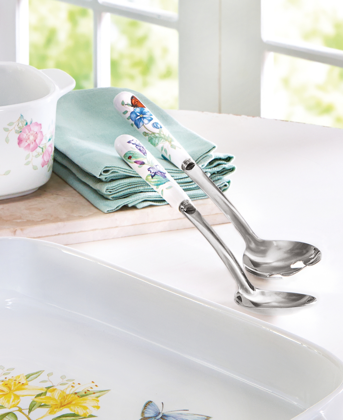 Lenox Butterfly Meadow 2-Piece Serving Set -multi Color Floral and Inse