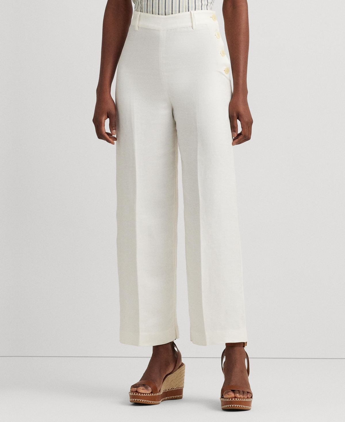 Lauren Ralph Lauren Women's Cropped Wide-leg Pants In White