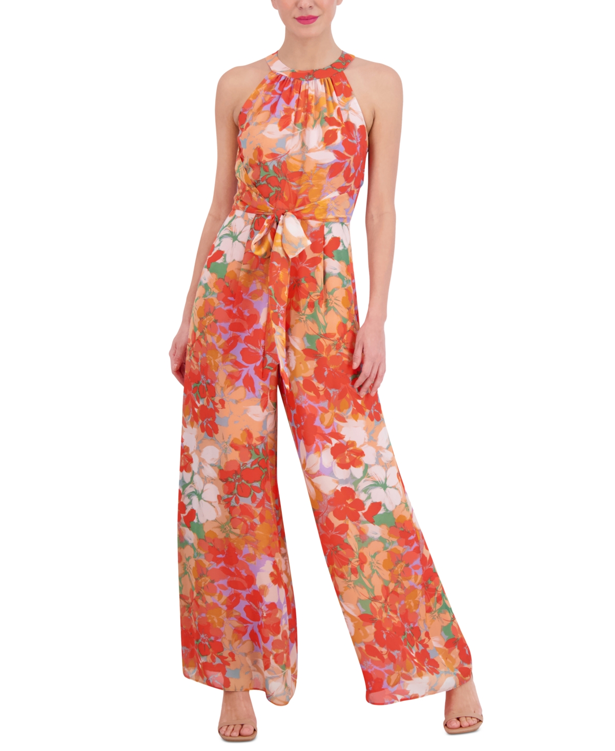 Vince Camuto Women's Floral Chiffon Halter Jumpsuit In Multi