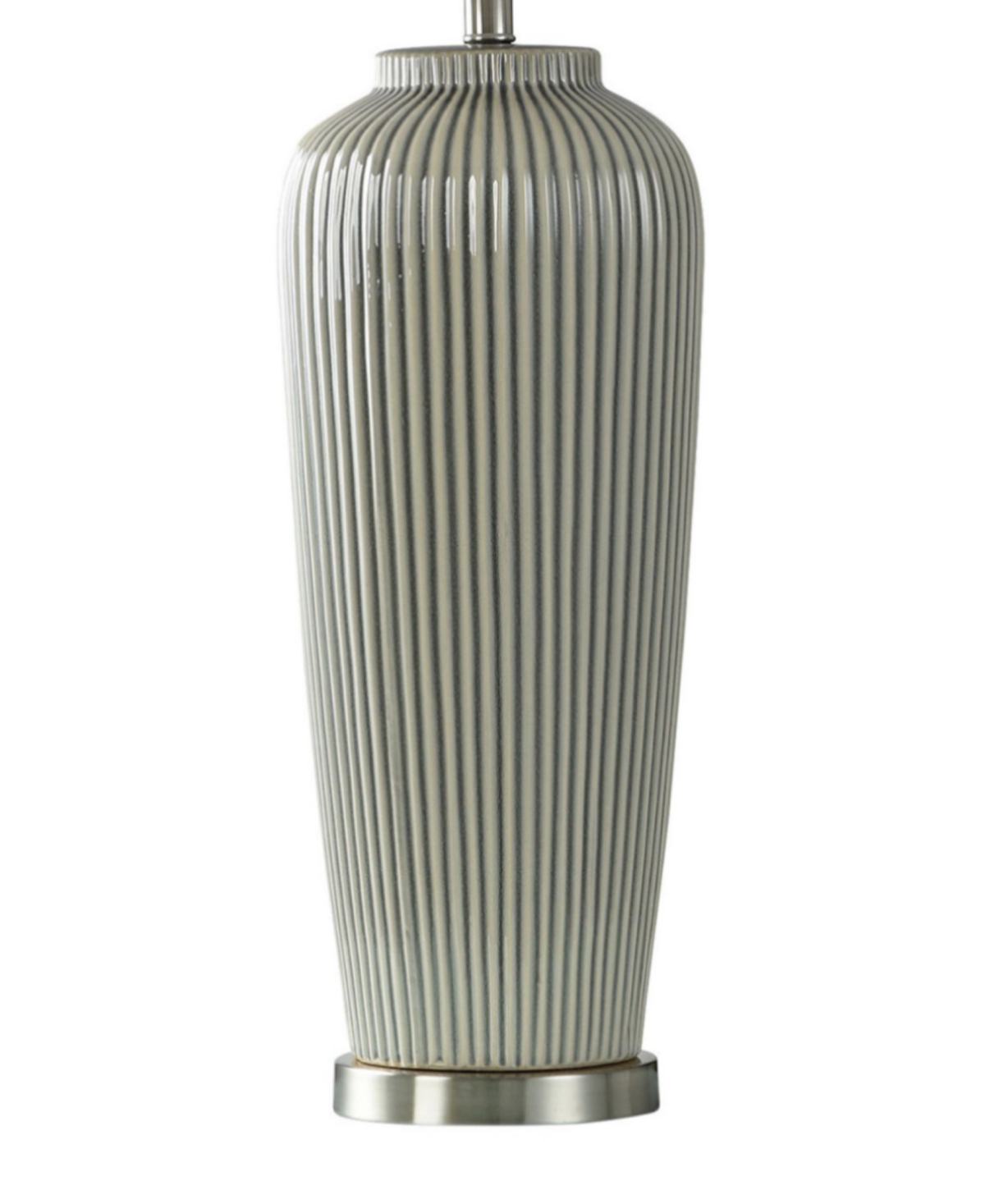 Pristine Antique-Like Crackle Ribbed Ceramic Table Lamp - Cream and Grey, Crackle Ribbed Ceramic